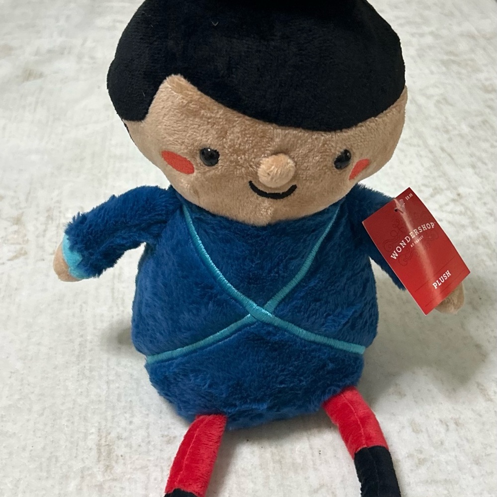 Wondershop Blue Plush Doll with Black Hair and Red Legs